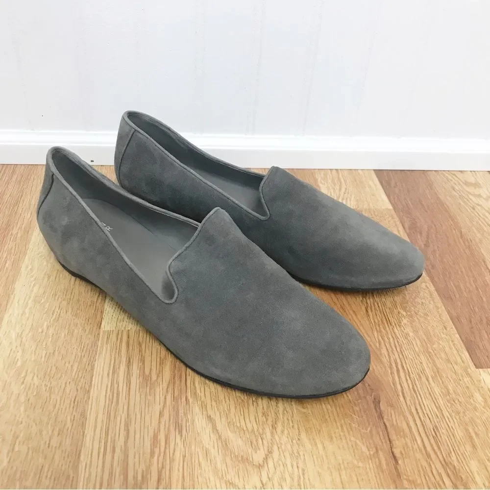 EILEEN FISHER Gray Suede Slip On Flats Shoes Loafers‎ Slippers Leather Size 9